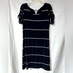 WHBM Black dress white stripes size L